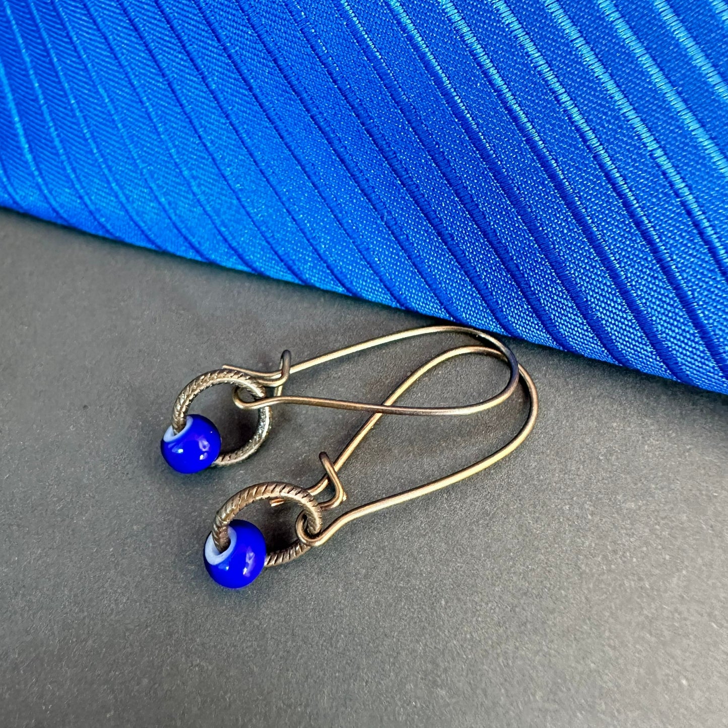 Blue + White Beaded Earrings
